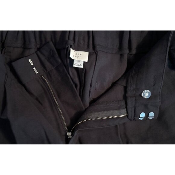 A New Day Women Black Wide-Leg Elastic Waist Trousers Size 10 - Picture 3 of 4